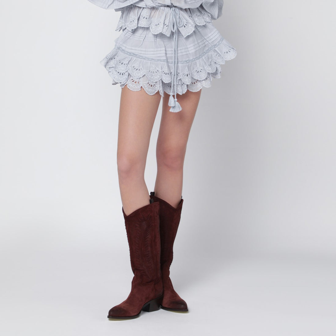 ISABEL MARANT Étoile Lace Ruffled Shorts Light blue