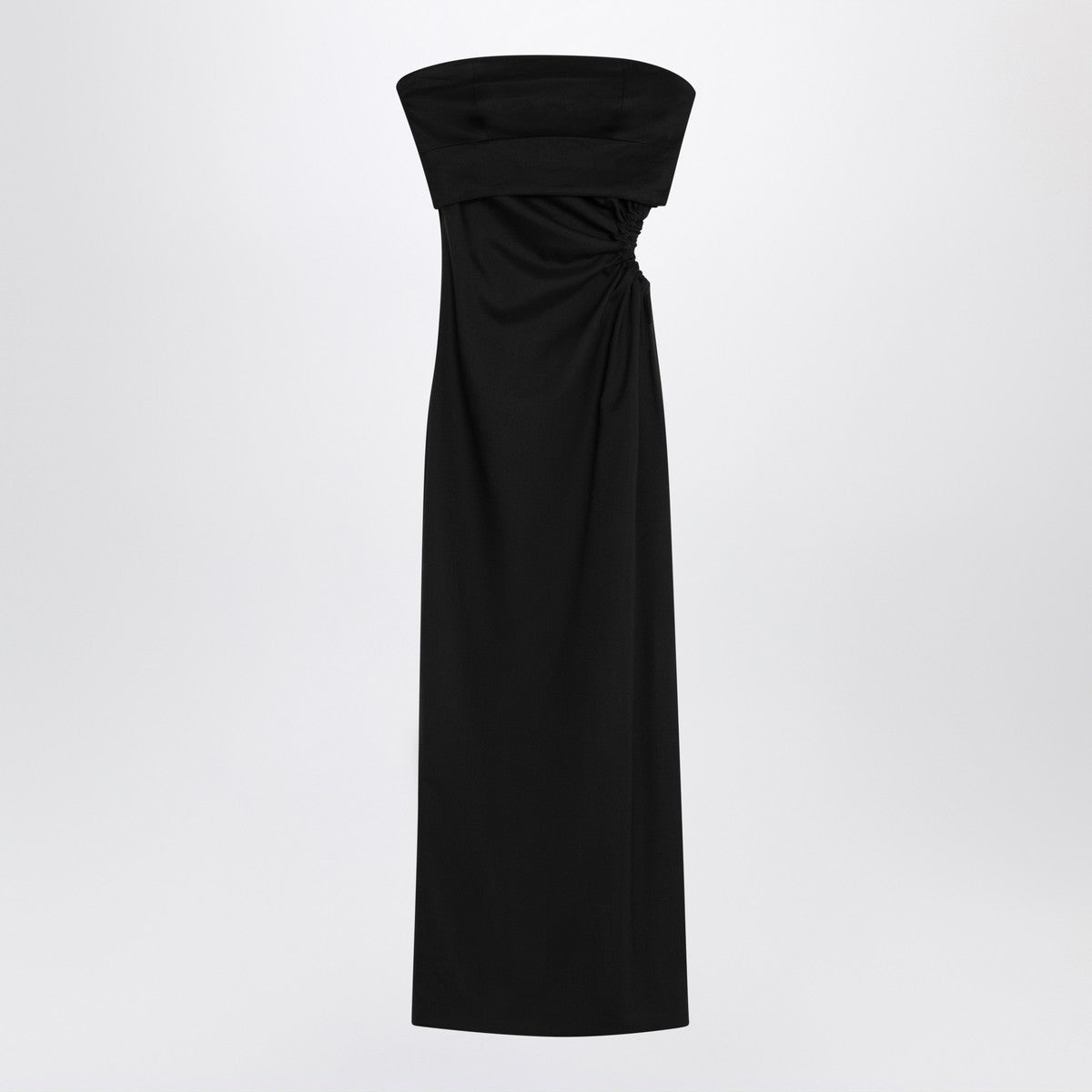 Max Mara Black Wool-Blend Bustier Dress with Draped Detail Black