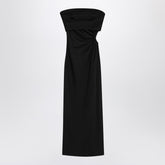 Max Mara Black Wool-Blend Bustier Dress with Draped Detail Black