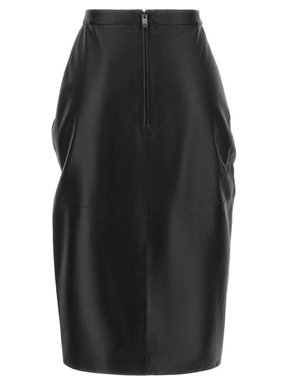 Balmain Leather Skirt Black