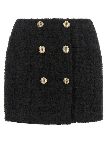 Balmain Embossed Button Detail Miniskirt Black  