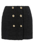 Balmain Embossed Button Detail Miniskirt Black  