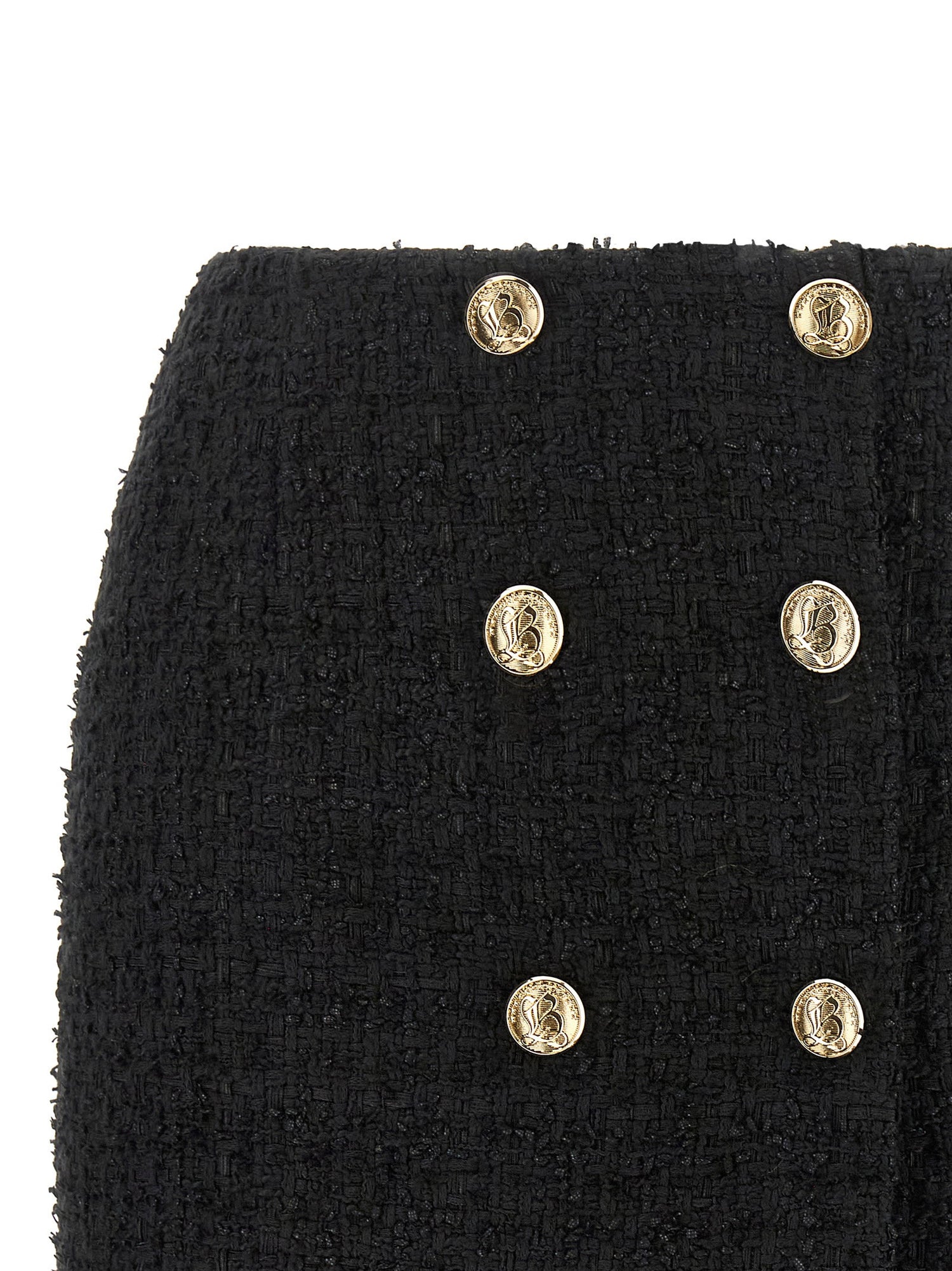 Balmain Embossed Button Detail Miniskirt Black  