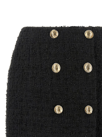 Balmain Embossed Button Detail Miniskirt Black  