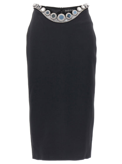 David Koma Puffer Circle Embroidery Skirt Black