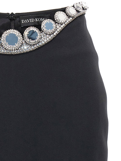 David Koma Puffer Circle Embroidery Skirt Black