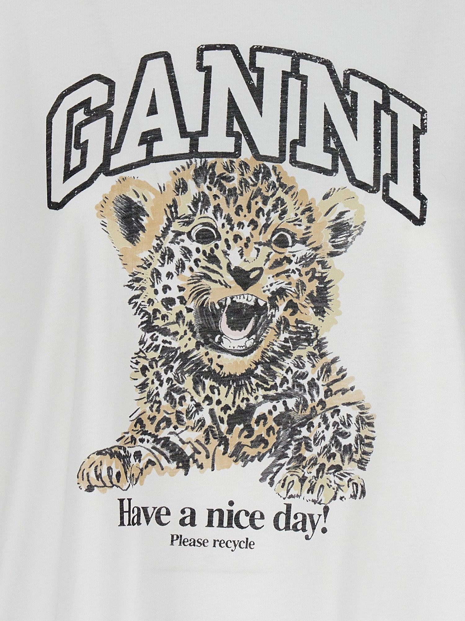 Ganni Leopard T-shirt White