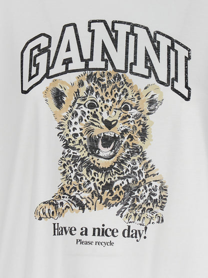 Ganni Leopard T-shirt White