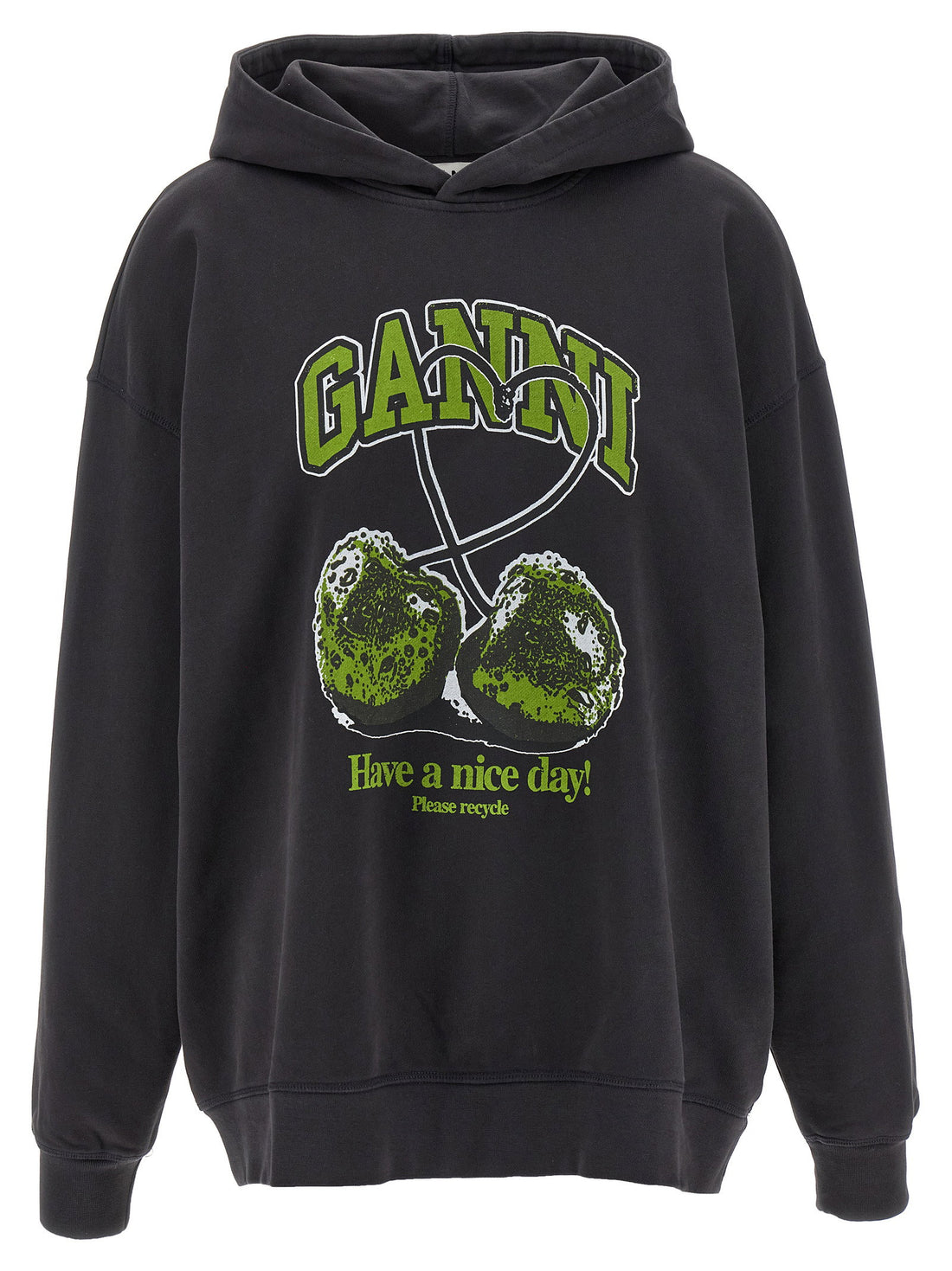 Ganni Basic Jersey Cherry Hoodie Gray