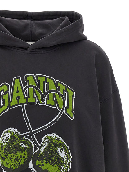 Ganni Basic Jersey Cherry Hoodie Gray