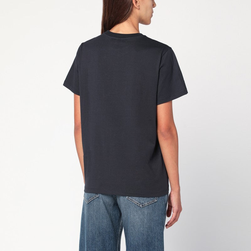 Ganni Dark Grey Puppy Organic Cotton T-Shirt Purple