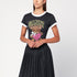 Ganni Dark Grey Cropped Teddy Bear Organic Cotton T-Shirt Purple