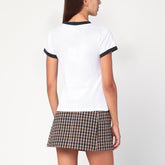 Ganni White Cropped Kitty Cotton T-shirt with Black Edges White