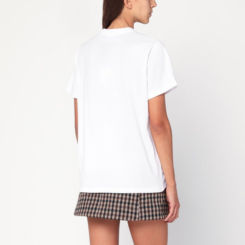Ganni White Organic Cotton Relaxed Kitty Print T-shirt White