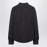 Max Mara Anthracite Grey Silk-Blend Oversized Shirt with Body Detail Brown