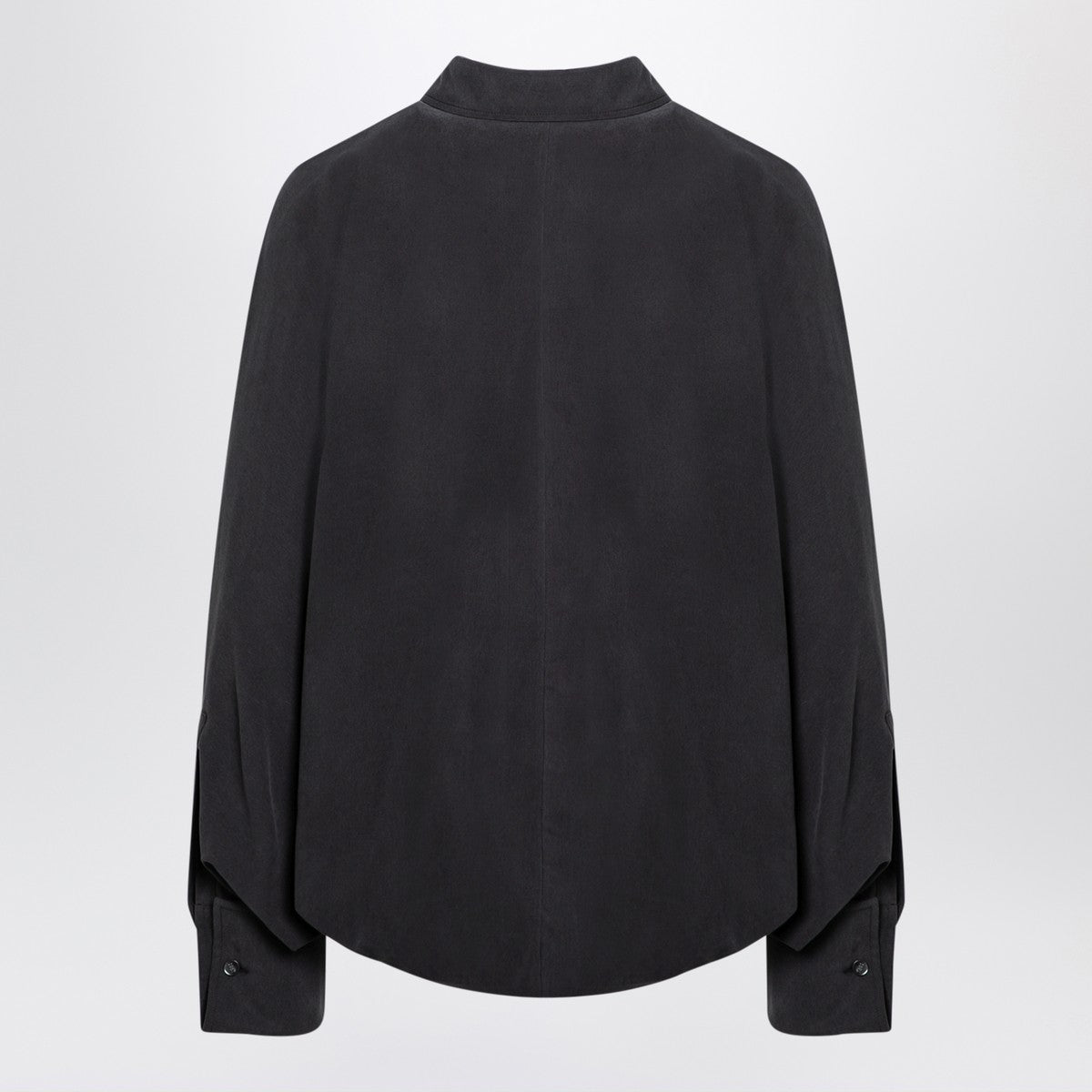 Max Mara Anthracite Grey Silk-Blend Oversized Shirt with Body Detail Brown