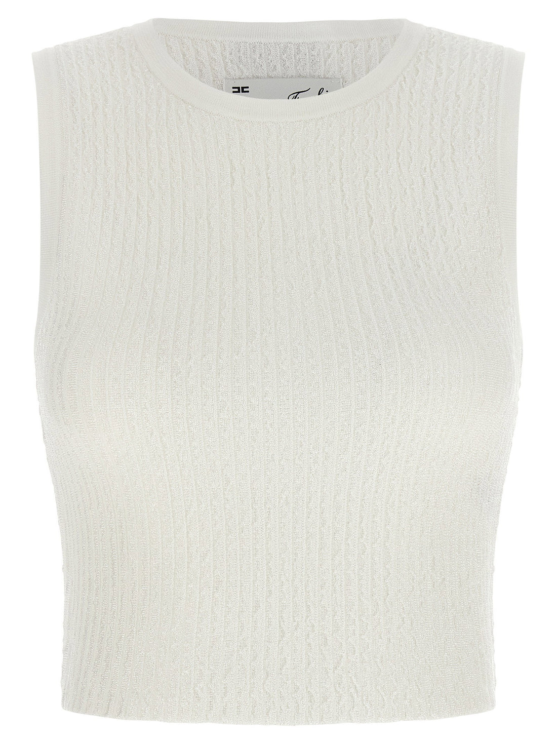 Elisabetta Franchi Ribbed Crop Top White