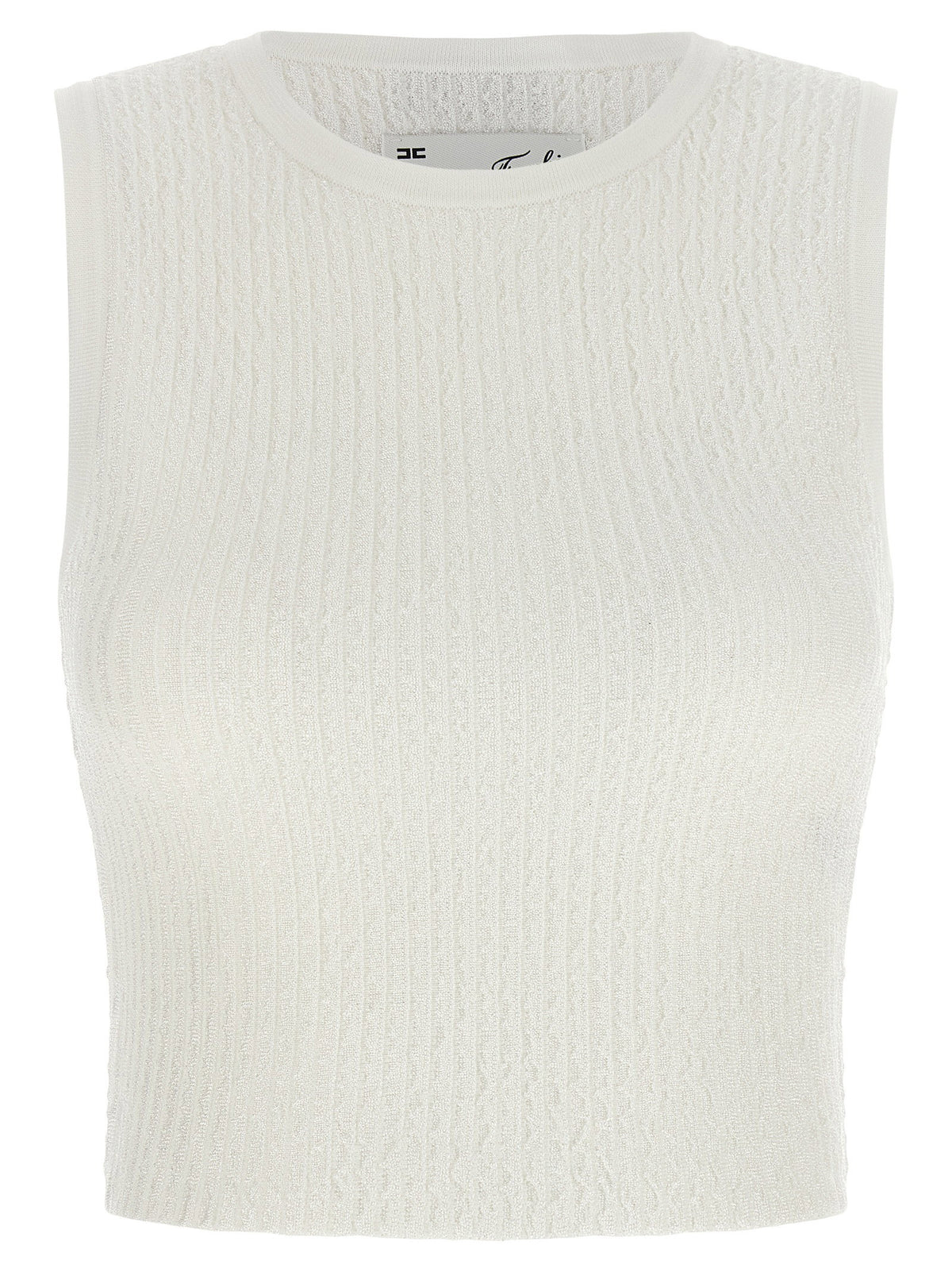 Elisabetta Franchi Ribbed Crop Top White
