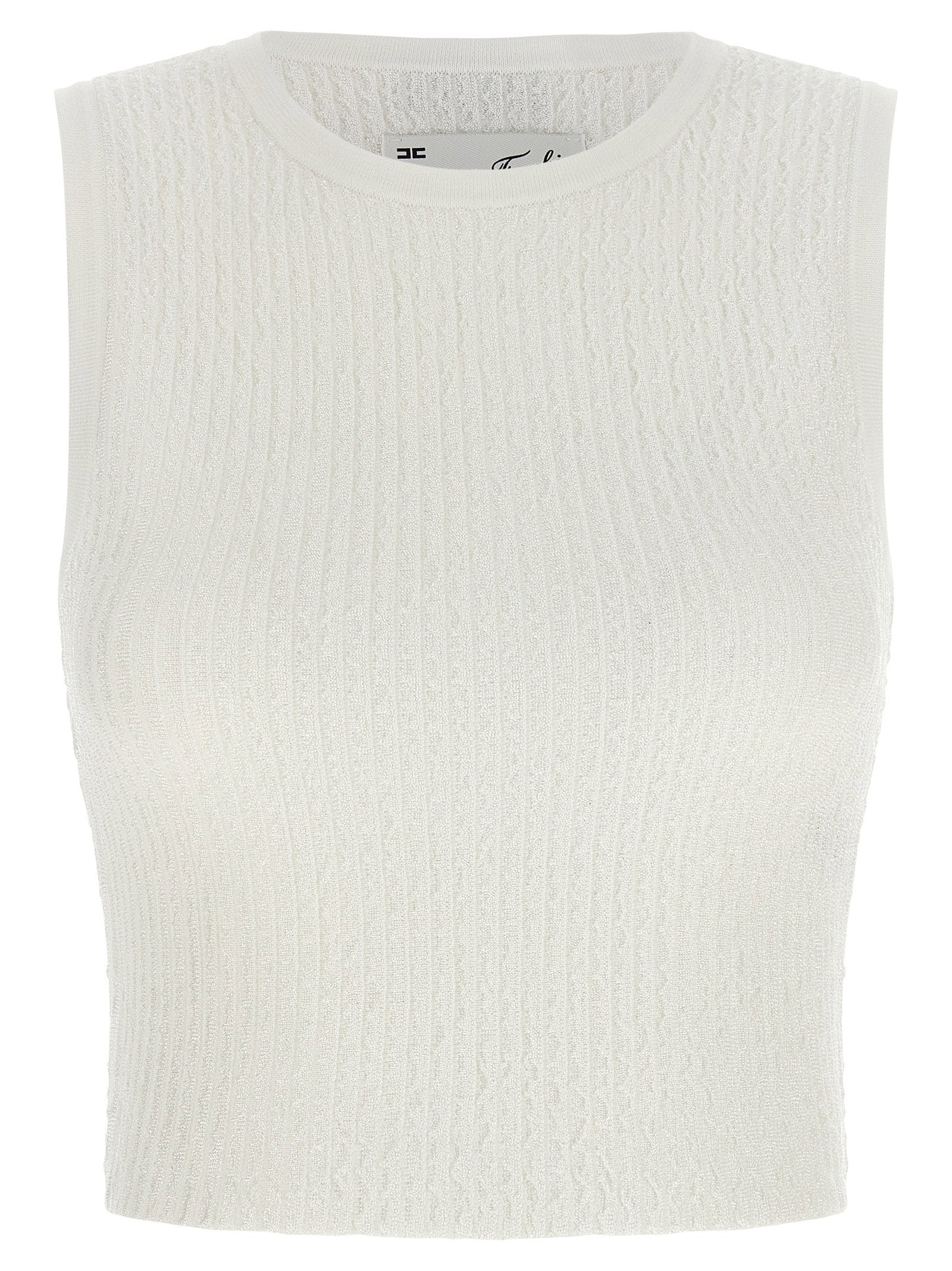 Elisabetta Franchi Ribbed Crop Top White