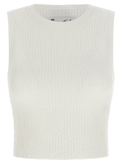 Elisabetta Franchi Ribbed Crop Top White