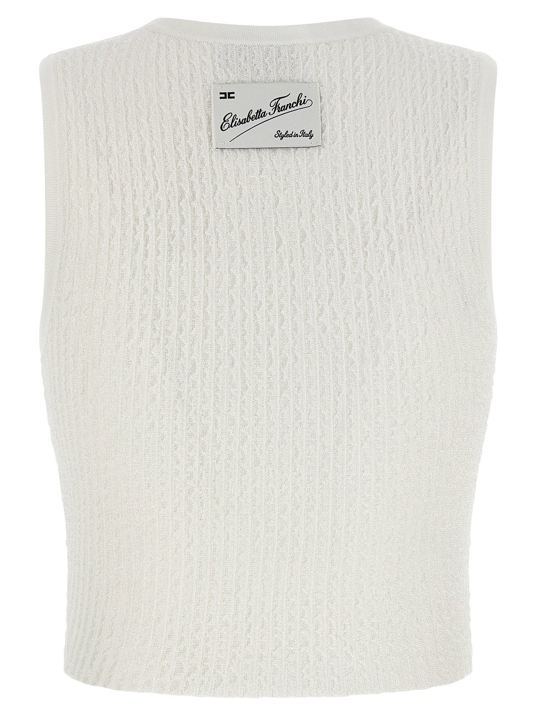Elisabetta Franchi Ribbed Crop Top White