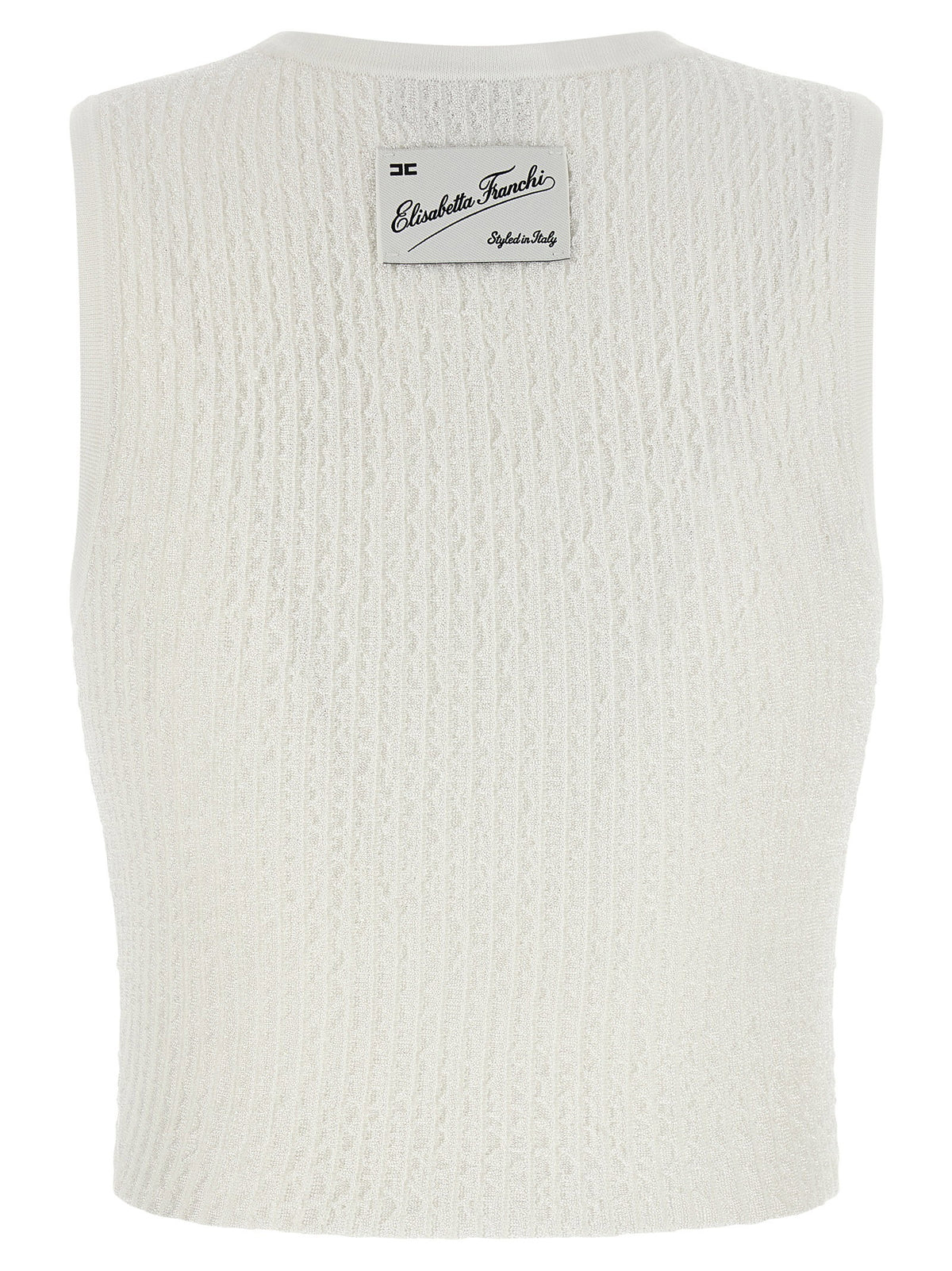 Elisabetta Franchi Ribbed Crop Top White