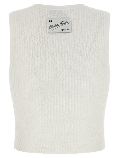 Elisabetta Franchi Ribbed Crop Top White