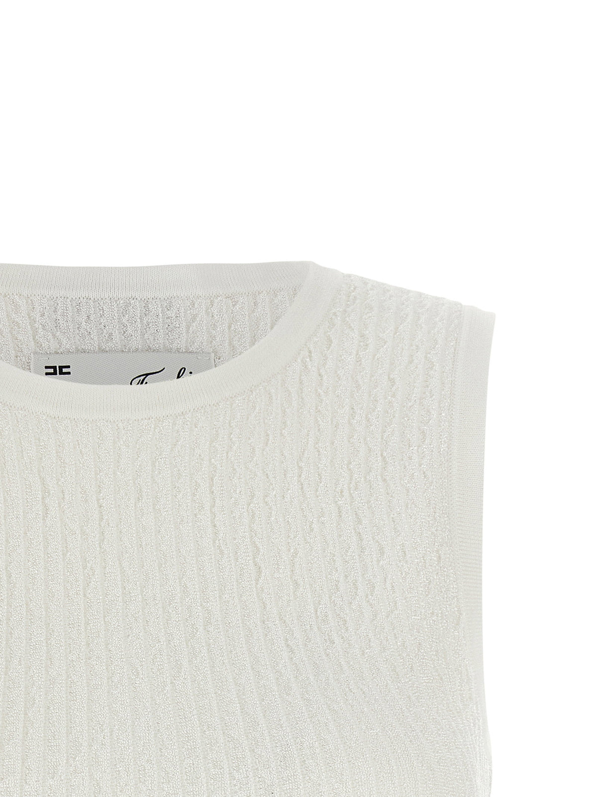 Elisabetta Franchi Ribbed Crop Top White