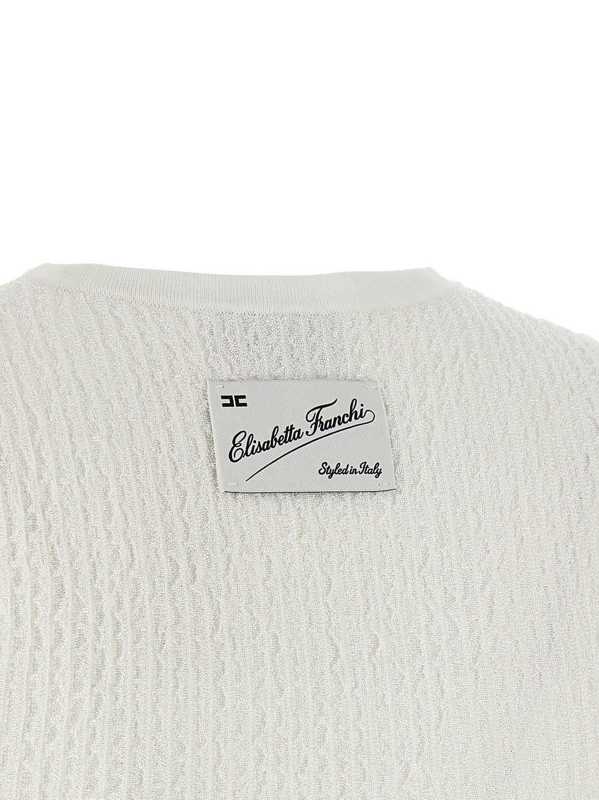 Elisabetta Franchi Ribbed Crop Top White