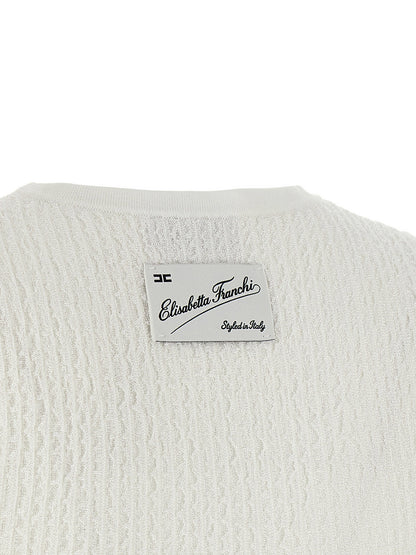 Elisabetta Franchi Ribbed Crop Top White