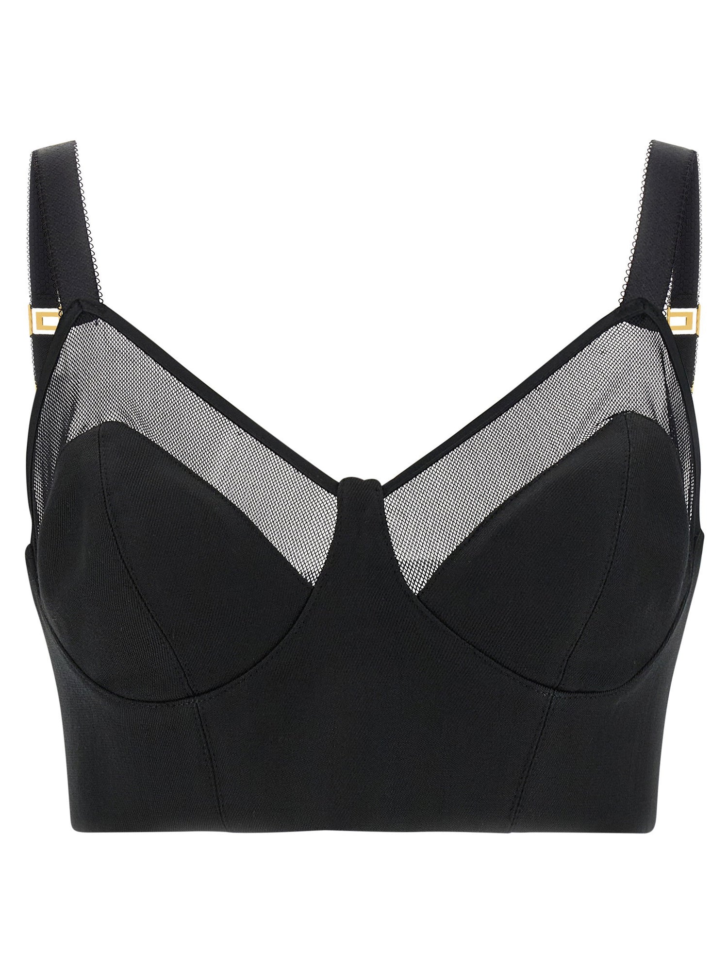 Elisabetta Franchi Cool Wool And Tulle Top Black