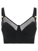 Elisabetta Franchi Cool Wool And Tulle Top Black