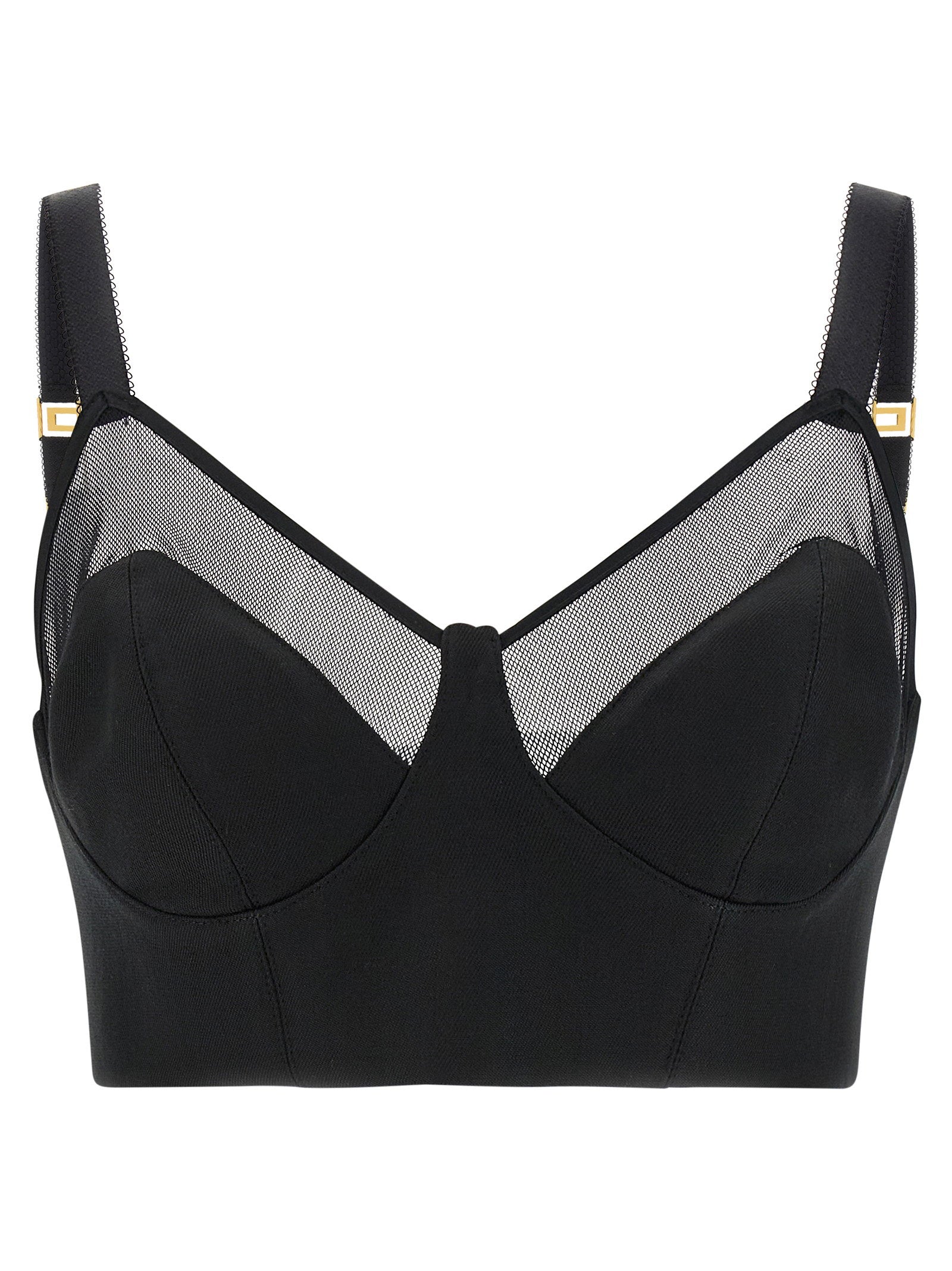 Elisabetta Franchi Cool Wool And Tulle Top Black