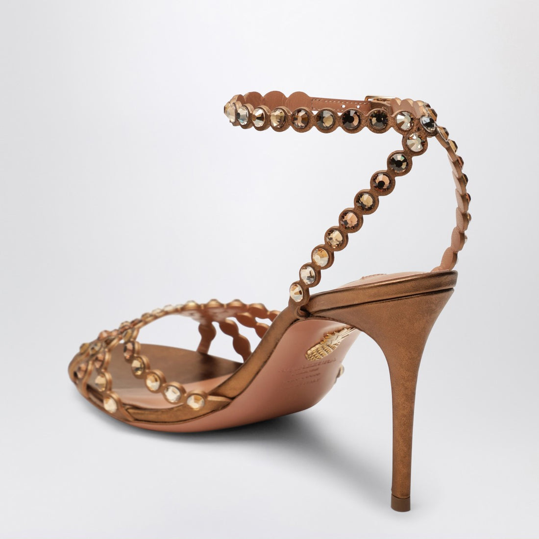 Aquazzura Tequila 85 Rhinestone Sandals Metal