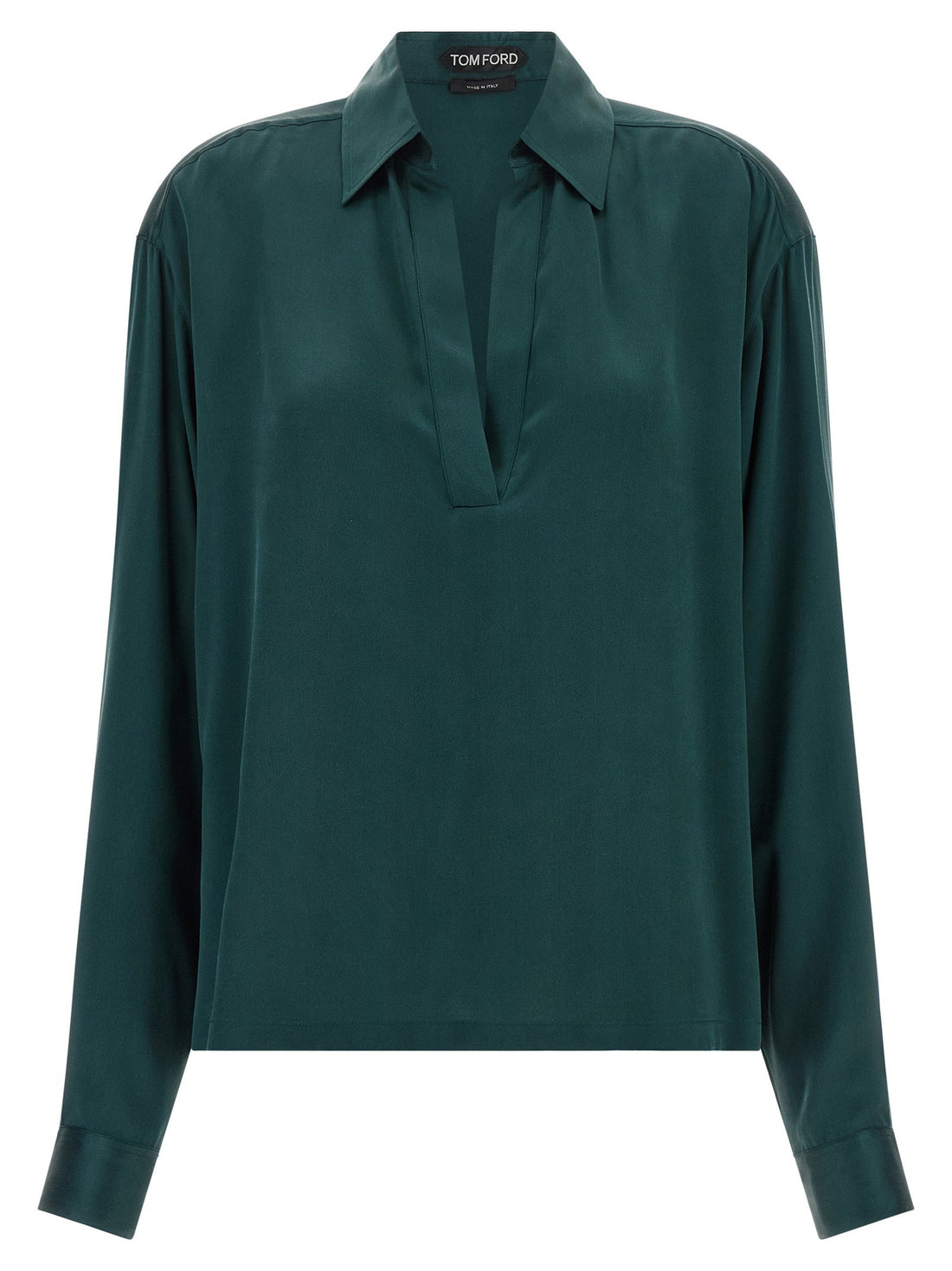 Tom Ford Satin Silk Polo Shirt Green
