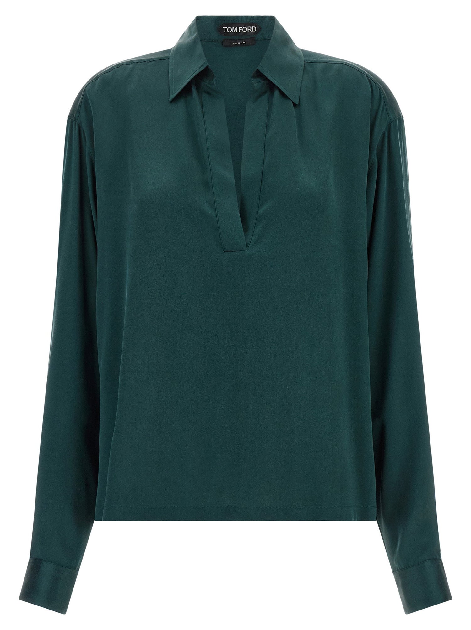 Tom Ford Satin Silk Polo Shirt Green