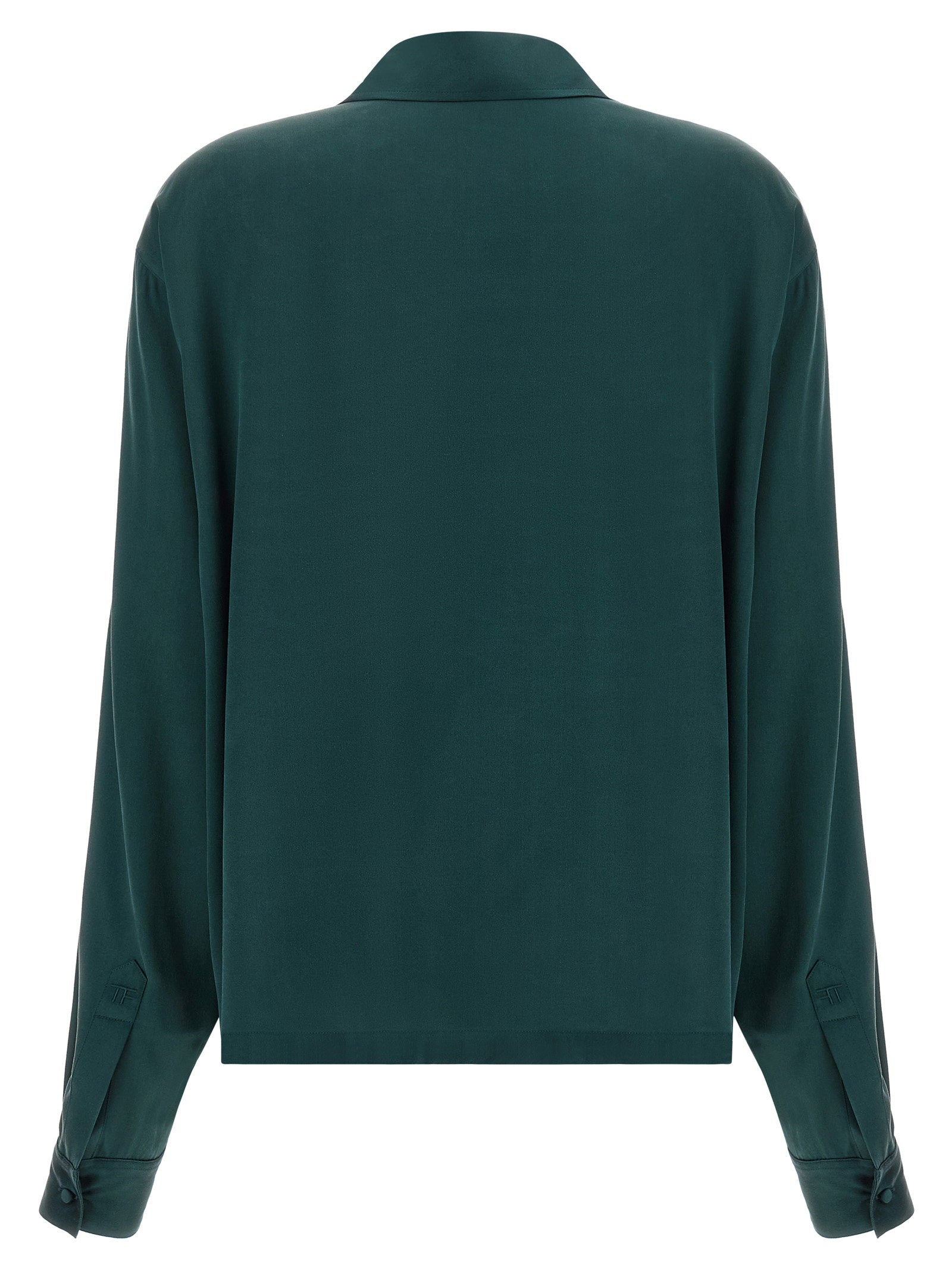 Tom Ford Satin Silk Polo Shirt Green