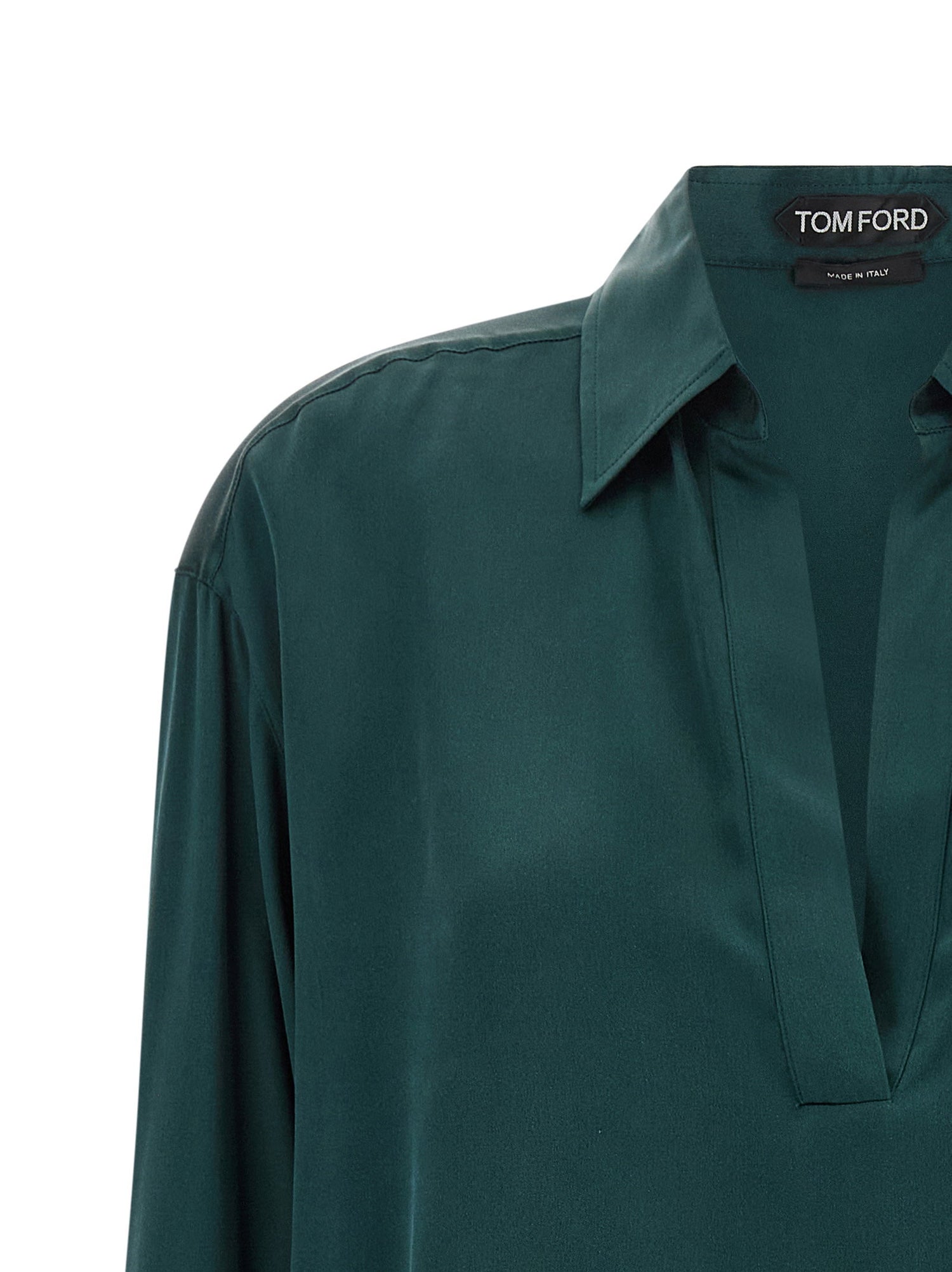 Tom Ford Satin Silk Polo Shirt Green