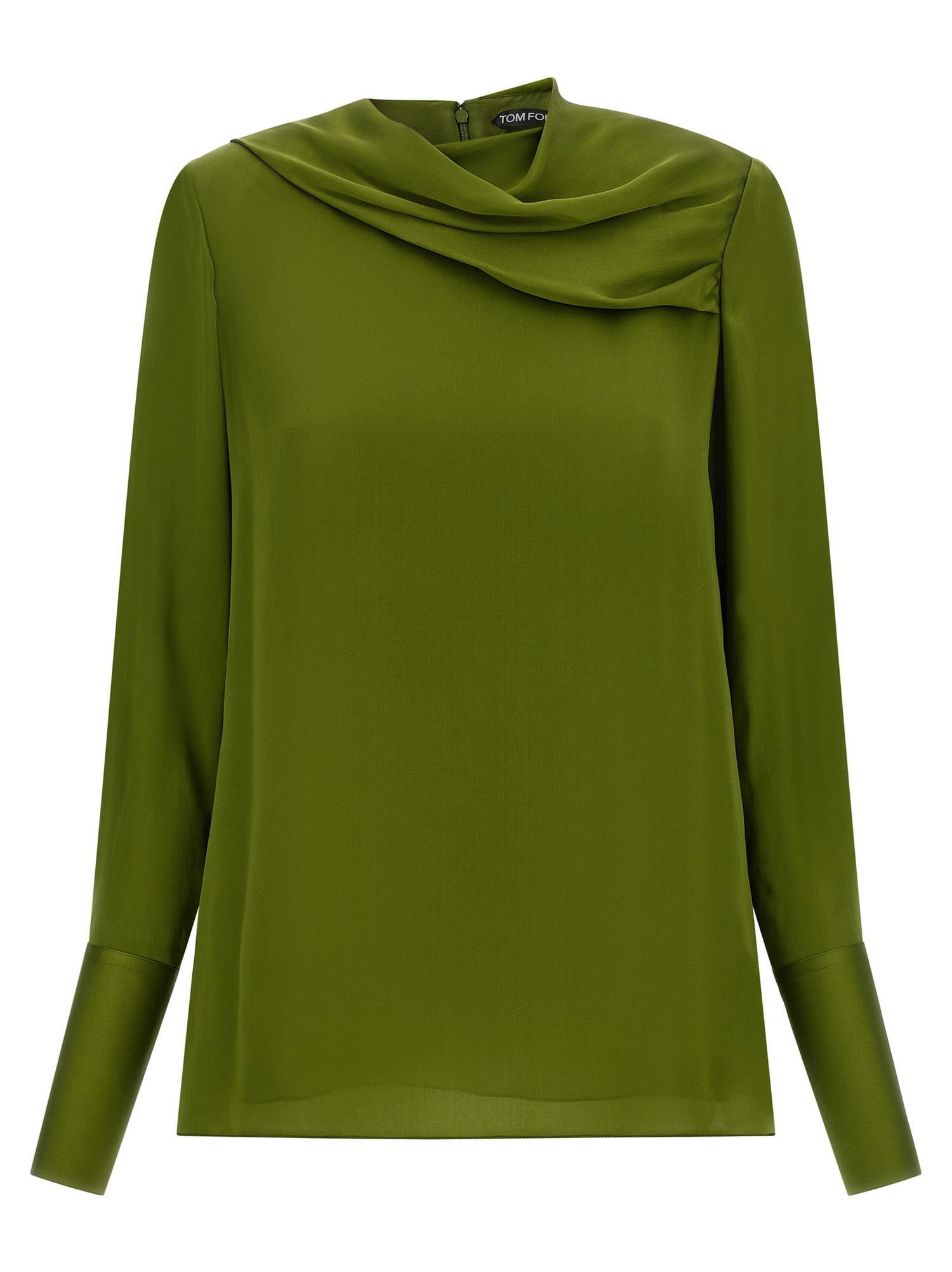 Tom Ford Draped Neck Blouse Green