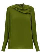 Tom Ford Draped Neck Blouse Green
