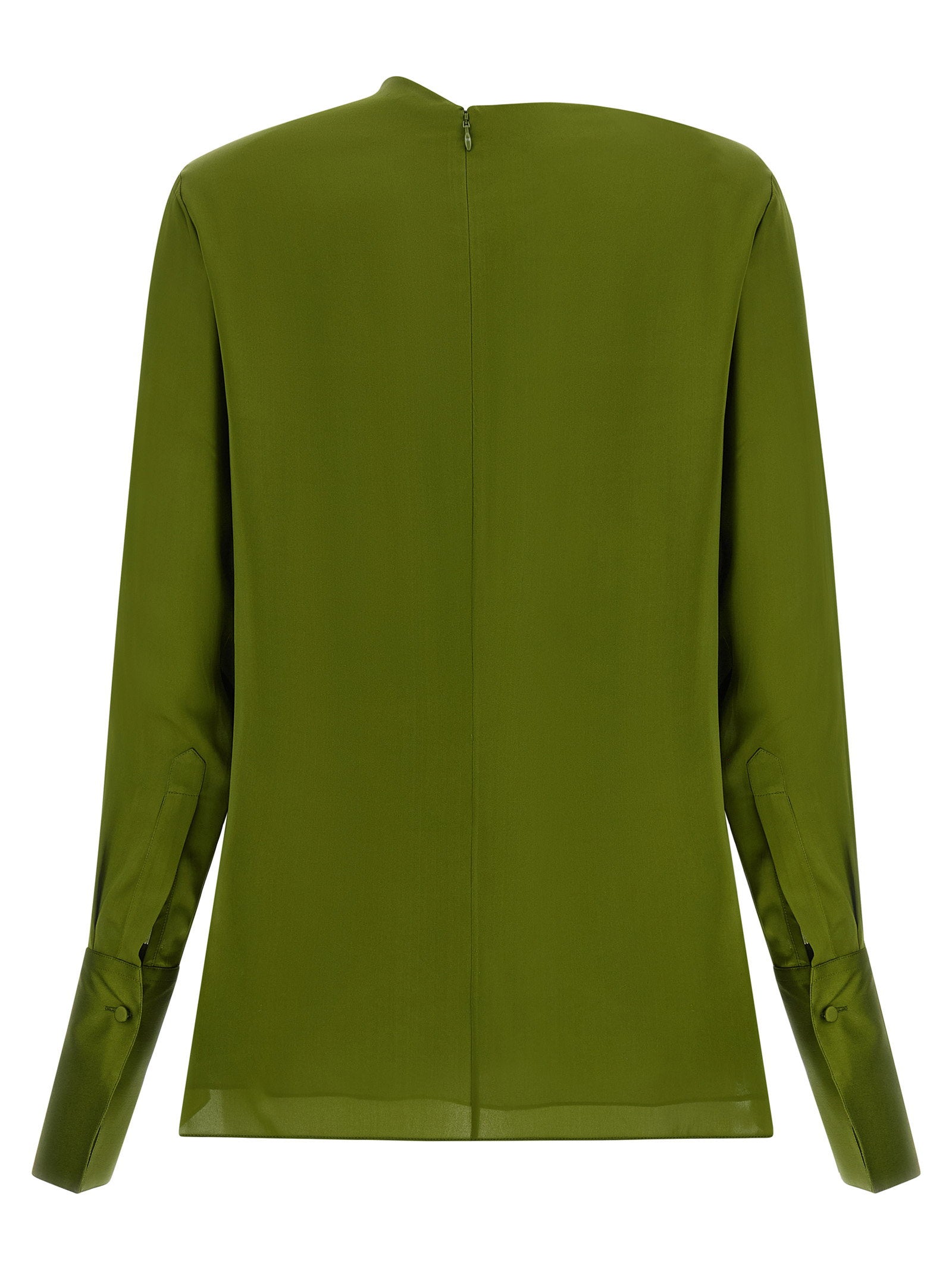 Tom Ford Draped Neck Blouse Green