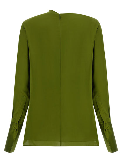 Tom Ford Draped Neck Blouse Green