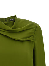 Tom Ford Draped Neck Blouse Green