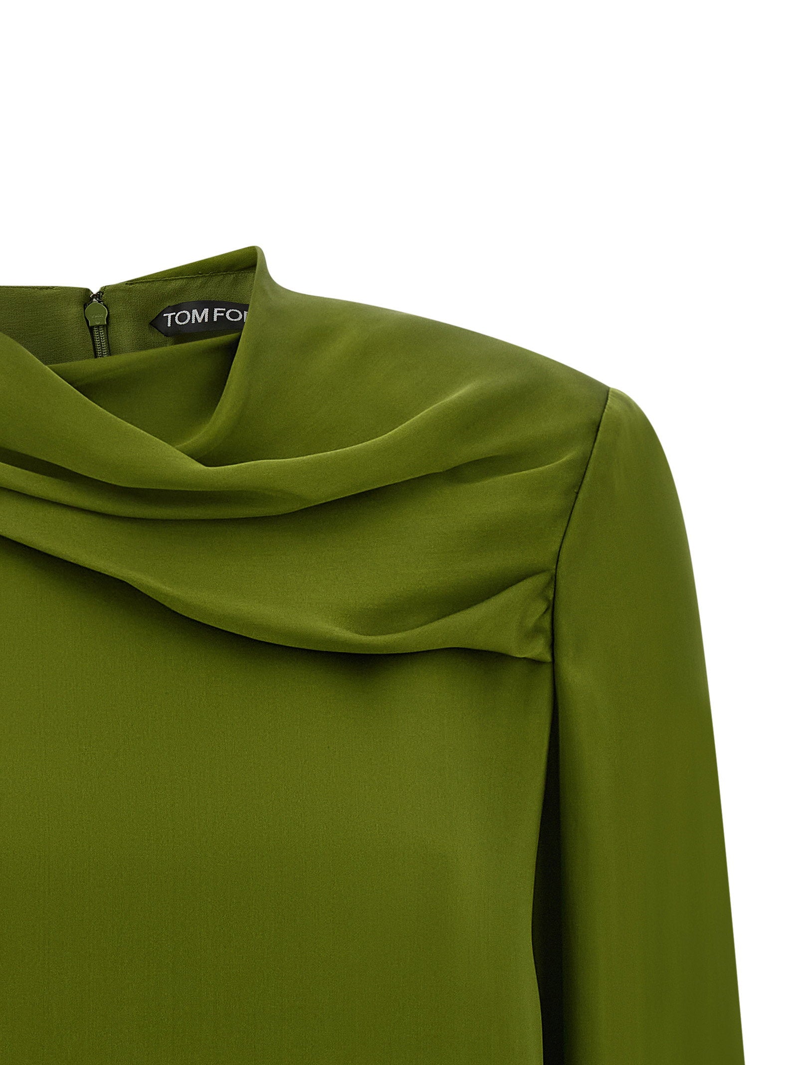 Tom Ford Draped Neck Blouse Green