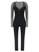 Elisabetta Franchi Jersey And Tulle Jumpsuit Black