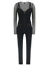 Elisabetta Franchi Jersey And Tulle Jumpsuit Black