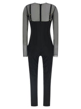 Elisabetta Franchi Jersey And Tulle Jumpsuit Black