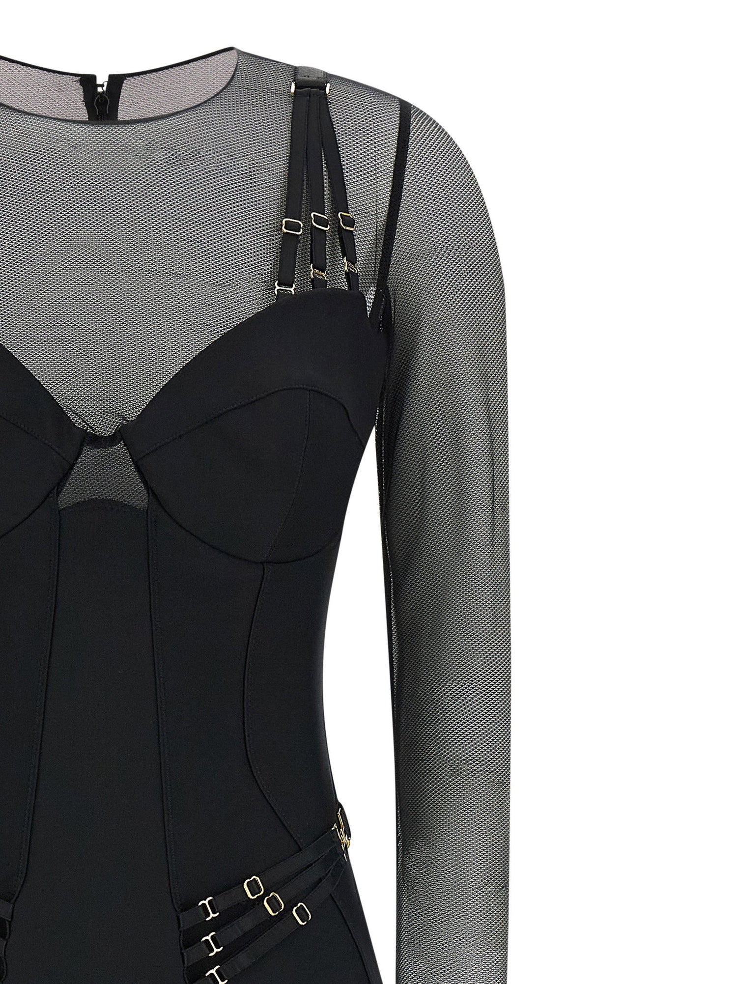 Elisabetta Franchi Jersey And Tulle Jumpsuit Black