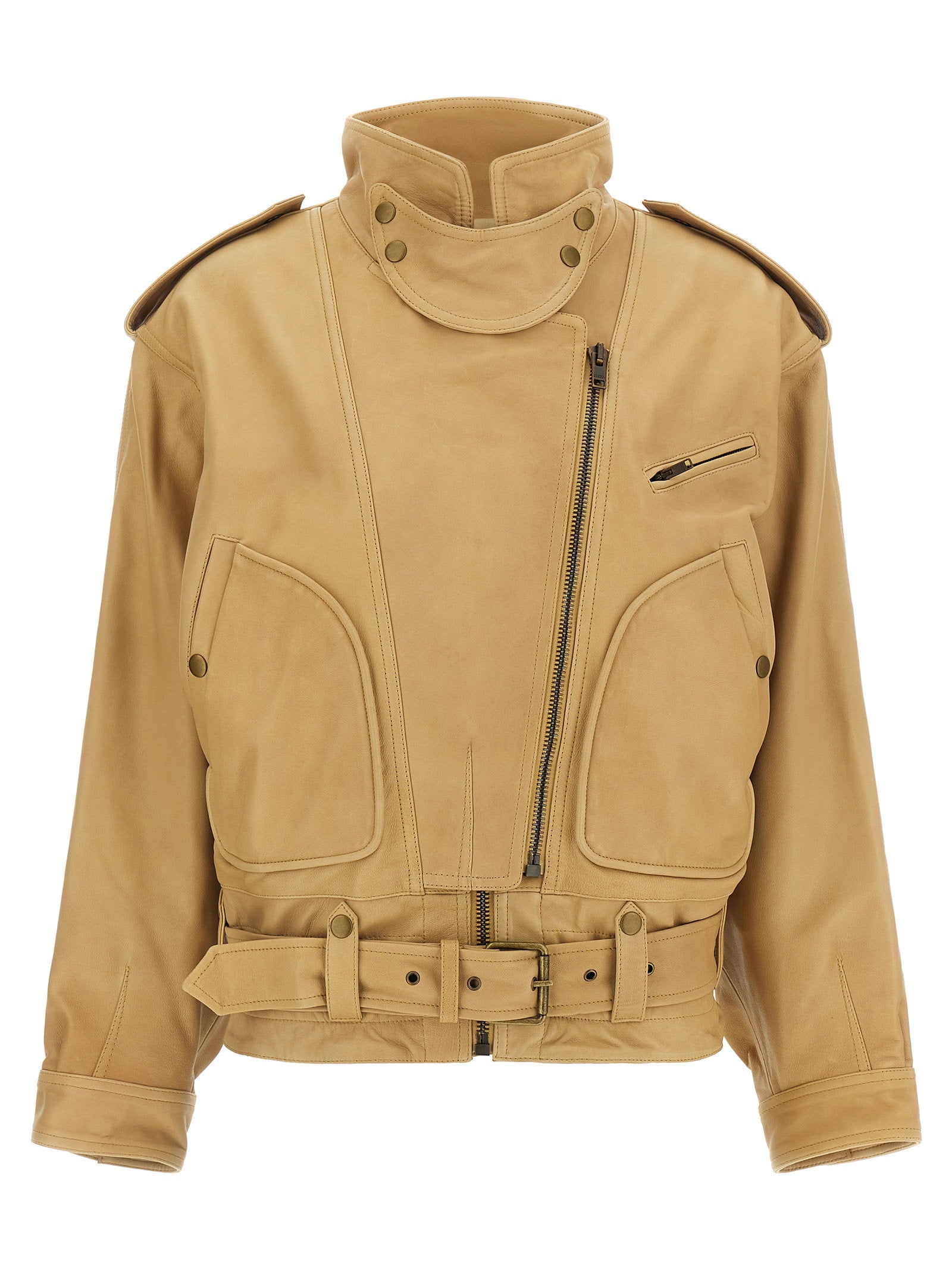 Isabel Marant Farza Leather Jacket Beige