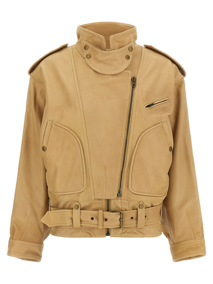 Isabel Marant Farza Leather Jacket Beige